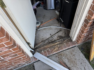 Exterior door threshold before repair