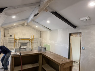 Kitchen gutted to studs during demolition